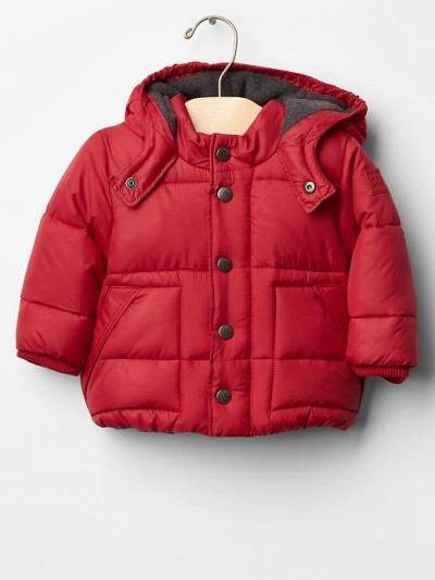 red puffy jacket
